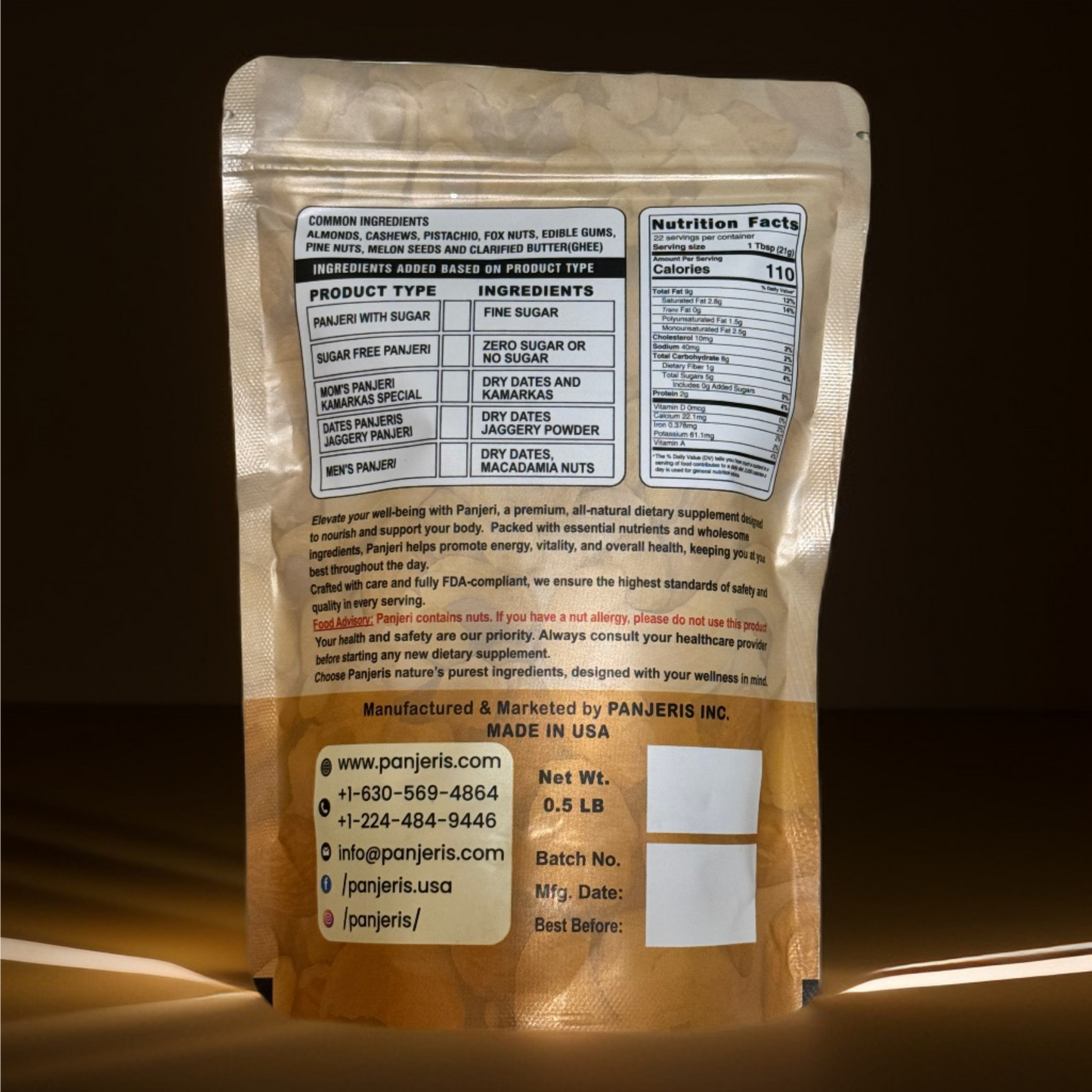 Panjeri Sugarfree | In standup pouch - 0.5 LB